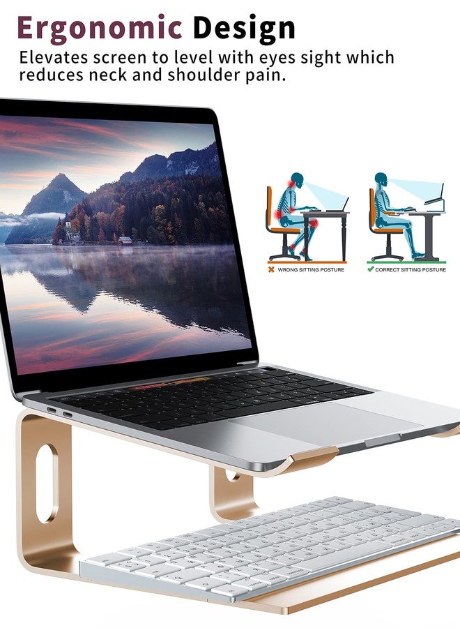 ALASHI Laptop Stand for Desk, Aluminum Computer Riser, Ergonomic Notebook Holder, Detachable Metal Laptops Elevator, PC Cooling Mount Support 10 to 15.6 Inches Notebook, Gold - Image 3
